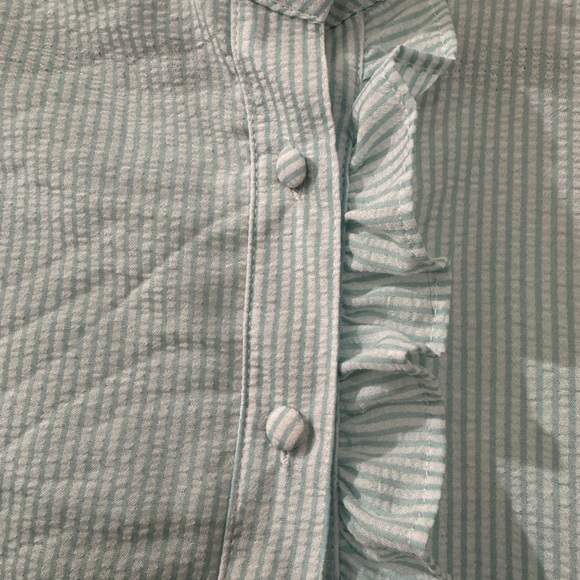 Striped Ruffle Button-Up Blouse - Picture 3 of 6